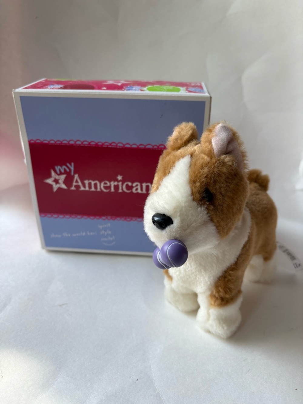 American Girl Doll Corgi Puppy Dog Posable Plush w/Magnetic Toy And Original Box